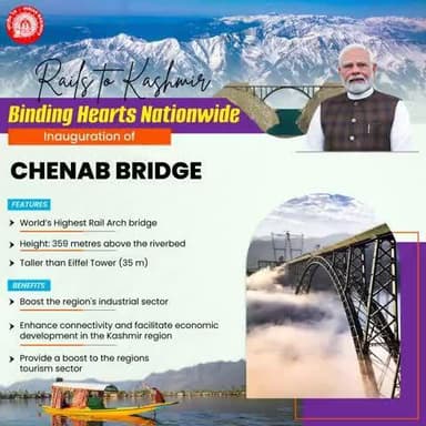 Hon'ble PM Shri Narendra Modi inaugurate the Chenab Arch Rail Bridge in the Union Territory of Jammu and Kashmir, marking a significant step forward in the direction of Viksit Bharat
#RailInfra4JammuandKashmir #VandeBharatExpress