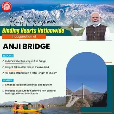 Redefining Rail Infrastructure across Northern India, Hon'ble PM Shri Narendra Modi inaugurates the Anji Khad Bridge in the Union Territory of Jammu and Kashmir.
#RailInfra4JammuandKashmir #VandeBharatExpress