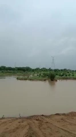मोरल नदी का बंदा मैं 20 फुट पानी बारिश रुकने का नाम ही ले रही है ज़ैलमपुरा अन्य कट बढ़ चुका है नंदी