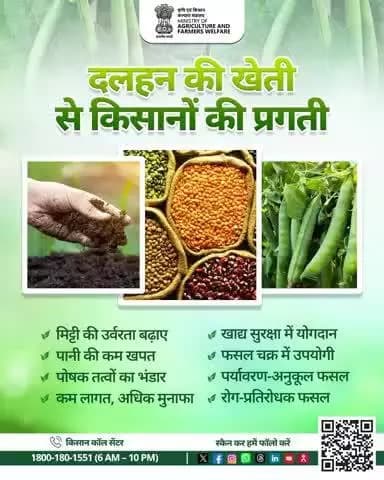 दलहन फसलें बढ़ाएं उपज और उर्वरता—संधारित मिट्टी, समृद्ध किसान!
#AgriGoI #Pulses #SustainableFarming