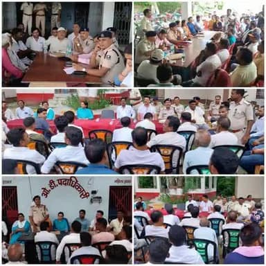 आज दिनांक-03.07.2025 को #मनिहारी एवं अमदाबाद थाना परिसर में आगामी मुहर्रम को शांतिपूर्ण माहौल में सम्पन्न कराने हेतु आमजनों के साथ शांति-समिति की बैठक आयोजित की गई I