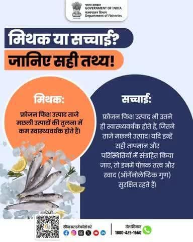 गुणवत्ता, स्वाद और पोषण, सब बराबर! आपके फ्रोजन फिश उत्पाद उतने ही पौष्टिक होते हैं जितनी की ताज़े फिश उत्पाद
#FrozenFish #HealthyEating #SeafoodLovers #NutritiousAndDelicious #FisheriesIndia