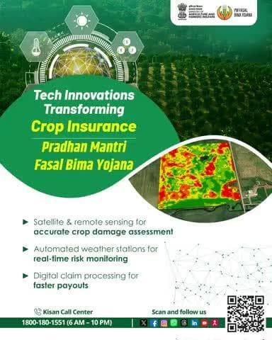 Tech & trust in farming! #PMFBY uses satellites, sensors & digital tools for faster, fairer #CropInsurance