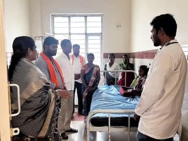 బిచ్కుంద: బిచ్కుందలో ఫుడ్ పాయిజన్తో చికిత్స పొందుతున్న పిల్లలను పరామర్శించిన మాజీ ఎమ్మెల్యే అరుణ తారా