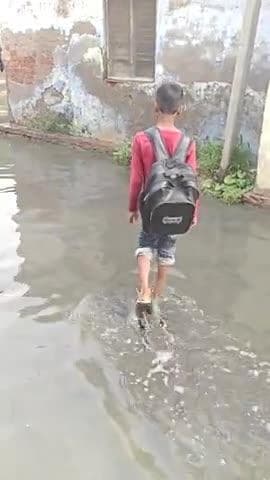 भीलमका गाँव में सरकारी स्कूल में भरा पानी बच्चे पानी में होकर निकलने को मजबूर #short #Viral