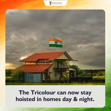 The Tricolour can now stay hoisted in homes day & night 
#HarGharTiranga #IndependenceDay #ProudIndian #Tiranga