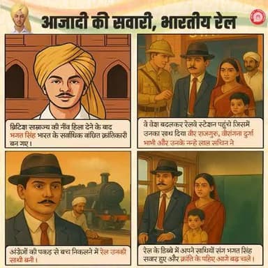 जब स्वतंत्रता संग्राम में भगत सिंह की सहायक बनी भारतीय रेल!
वेश बदलकर दुर्गा भाभी, उनके पुत्र सचिन और राजगुरु जी के साथ
शहीद-ए-आज़म भगत सिंह ट्रेन में सवार होकर अंग्रेज़ों की आँखों में धूल झोंक आज़ादी की ओर बढ़ चले।
#AzadiKiSawariRail #Inde