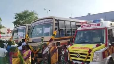 சங்கரன்கோயில்: புதிய வழித்தடங்களில் பேருந்துசேவை ஆம்புலன்ஸ் சேவையும் கனிமொழி எம்பி துவக்கி வைத்தார்