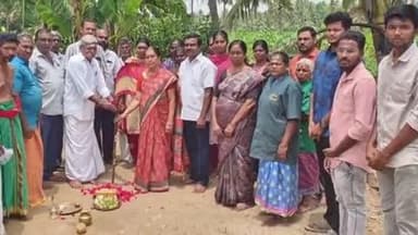 மொடக்குறிச்சி: அட்டவணை அனுமன்பள்ளி பகுதியில் வடிகால் அமைக்க எம்எல்ஏ தொகுதி மேம்பாட்டு நிதியிலிருந்து பூமி பூஜை நடைபெற்றது