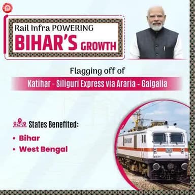 Flagging off of Katihar - Siliguri Express via Araria – Galgalia
#RailInfra4Bihar
@railminindia