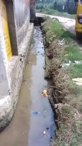 ग्राम प्रधान की लापरवाही से मकान गिरने की कगार पर नाला नहीं बनवा रहा