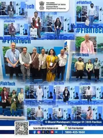 📍 Visitors are actively engaging with the vibrant Selfie Zone at the #FishTech Pavilion of the Department of Fisheries at World Food India 2025!