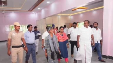 வண்டலூர்: நந்திவரம் கூடுவாஞ்சேரி பகுதியில் நடைபெற்று வரும் பல்வேறு பணிகளை மாவட்ட ஆட்சியர் ஆய்வு