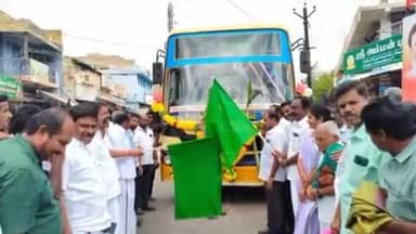 மொடக்குறிச்சி: நான்கு ரோடு பகுதியில் ஈரோட்டில் இருந்து பழனிக்கு மொடக்குறிச்சி வழியாக புதிய வழித்தடத்தினை அமைச்சர் முத்துசாமி துவக்கி வைத்தார்