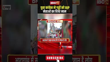 युवा कांग्रेस ने गड्ढों को BJP नेताओं का दिया नाम। #shortvideo #raipur #yuvacongress #bjp