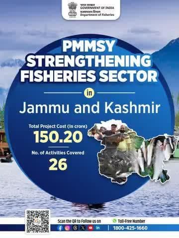 Jammu and Kashmir is boosting its fisheries sector with 26 initiatives and ₹150.20 Cr investment under #PMMSY.
#EmpoweringCommunities #Sustainability #PMMSY
#MatsyaSampadaSeSamriddhi