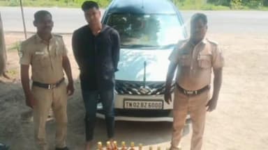 மரக்காணம்: *பட்டானூர் சோதனை சாவடி அருகே சொகுசு காரில் புதுச்சேரி மாநில மதுபானம் கடத்தியவர் இளைஞர் கைது
