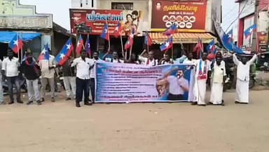 கறம்பக்குடி: உச்சநீதிமன்ற நீதிபதி மீது செருப்பு வீசப்பட்ட விவகாரத்தை கண்டித்து சீனி கடை முக்கத்தில் VCK வினர் கண்டன ஆர்ப்பாட்டம் நடத்தினர்