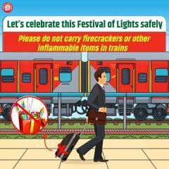 Indian Railways urges passengers to avoid carrying inflammable items during travel.
#ResponsibleRailYatri