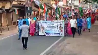 গড়বেতা ১: কেন্দ্রীয় শাসিত রাজ্যগুলিতে বাংলা ও বাঙালির উপরে অত্যাচারের তৃণমূল কংগ্রেসের প্রতিবাদ মিছিল গরবেতায়