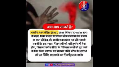 #Jaipur_Rural: क्या आप जानते हैं?
भारतीय न्याय संहिता (BNS), 2023 की धारा 124 (Section 124) के बारे में।