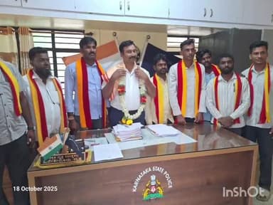 ಹಿರೇಕೆರೂರು: ಪಟ್ಟಣದಲ್ಲಿ ನೂತನ ಸಿ ಪಿ ಐ ಗೆ ಕರವೇ ಕಾರ್ಯಕರ್ತರಿಂದ ಸ್ವಾಗತ