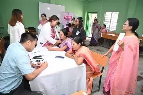 Health check-up camp at Oriental College, Takyel, organised by RIMS, Imphal under #SwachhataHiSeva2025 & #SwasthNariSashaktParivar Abhiyaan and 124 students and teachers of the college were screened and treated.