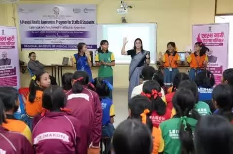 RIMS, Imphal organises Health Awareness Camp on Nutrition, Hygiene, Mental Health and Organ Donation at Leimakol Regional Institute, Nambol under #SwasthNariSashaktParivar and #SwachhataHiSeva2025.