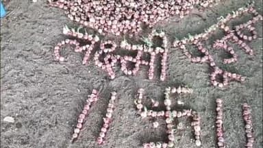 बागलाण: सटाणा कांद्याच्या चाळीतून उमटल्या शेतकऱ्यांच्या व्यथा, कांद्याच्या माध्यमातून साकारले अनोखे ‘लक्ष्मीपूजन’