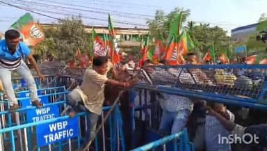 পাঁচলা: হাওড়া জেলা গ্রামীণ পুলিশ সুপার অফিসের সামনে বিক্ষোভ কর্মসূচি বিজেপির ব্যারিকেড ভাঙার চেষ্টা পাঁচলাতে