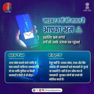 साइबर वित्तीय धोखाधड़ी के मामले की शिकायत, गृह मंत्रालय की वेबसाइट (cybercrime.gov.in) पर करें।
ऑनलाइन ठगी या साइबर अपराध की स्थिति में तुरंत कॉल करें – 📞 1930
#StayCyberSafe #DausaPolice #CyberHelpline1930
