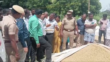 லால்குடி: திருச்சி வாளாடி உள்ளிட்ட 6 இடத்தில் நெல் ஈரப்பதம் தொடர்பாக மத்திய உணவுதுறை அலுவலர்கள் குழு ஆய்வு