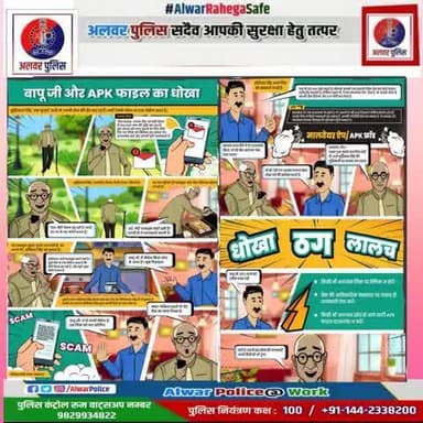 (जिला अलवर)
बापू जी और APK file का धोखा
सतर्क रहें सुरक्षित रहे।
#alwaPolice #CyberSafety
