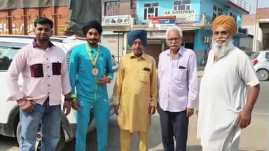 नालागढ़: नालागढ़ में साउथ एशियन गेम में गोल्ड मेडलिस्ट संदीप सैनी का जोरदार स्वागत