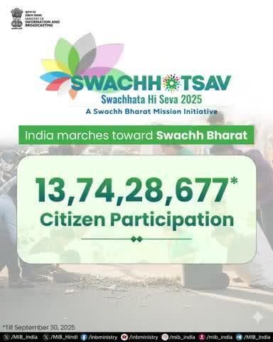 India's #SwachhBharatMission initiative, #Swachhotsav, encourages active citizen participation.
Over 13.7 crore people have joined the movement