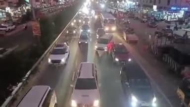 చౌటుప్పల్: చౌటుప్పల్ వద్ద జాతీయ రహదారిపై వాహనాల రద్దీ