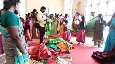 சீர்காழி: திருக்கடையூர் அபிராமி அம்மன் சமேத அமிர்தகடேஸ்வரர் ஆலயத்தில் காணிக்கையாக வந்த புடவைகள் வேஷ்டிகள் ஏலம் விடப்பட்டது