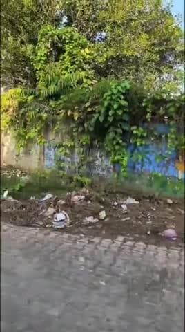 हुसैपुर देहमाफी के पूर्व माध्यमिक विद्यालय के बाहर कचरे का अंबार