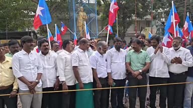 வேளச்சேரி: சென்னை ஓஎம்ஆர் சாலை பெருங்குடியில் அம்பேத்கர் சிலை முன்பு விடுதலை சிறுத்தை கட்சியினர் ஆர்ப்பாட்டத்தில் ஈடுபட்டனர்