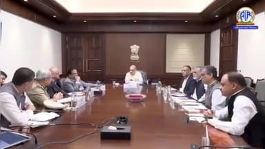 Union Home Minister Amit Shah chairs a high-level security review meeting at his residence in New Delhi