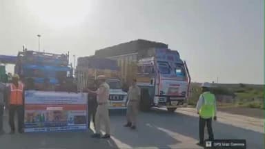 रामगंजमण्डी: वडोदरा-मुंबई एक्सप्रेस-वे पर पुलिस ने वाहन चालकों को यातायात नियमों की जानकारी दी, 10-15 घंटे ड्राइविंग न करने की सलाह