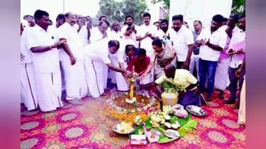 திருச்சுழி: திருச்சி தொகுதிக்குட்பட்ட பகுதிகளில் புதிதாக கட்டப்பட உள்ள உயர்மட்ட பாலம் கட்டும் பணியை அமைச்சர் தொடங்கி வைத்தார்