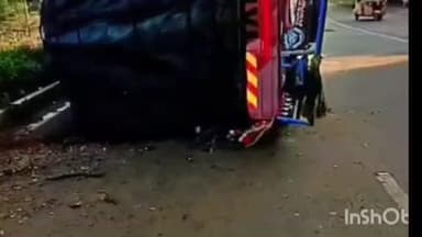 పూడూర్: మన్నెగూడ సమీపంలో బీజాపూర్ నేషనల్ హైవేపై అదుపుతప్పి డిసిఎం బోల్తా తప్పిన పెను ప్రమాదం