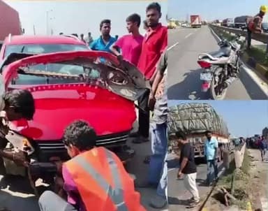 ఉండవెల్లి: పుల్లూరు సమీపంలో ద్విచక్ర వాహనం ను డికొన్న కారు..వ్యక్తికి గాయాలు