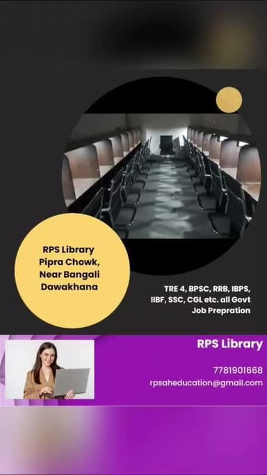 RPS library, Pipra Chowk, Bangali Dawakhana k Pass.
Contact- 7781901668