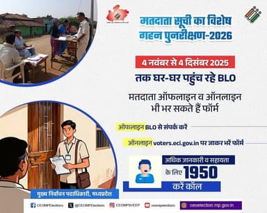 #मतदाता सूची का विशेष गहन पुनरीक्षण (एसआईआर)-2026
मतदाता सूची में नाम जुड़वाएं, जिम्मेदार नागरिक होने का कर्तव्य निभाएं...