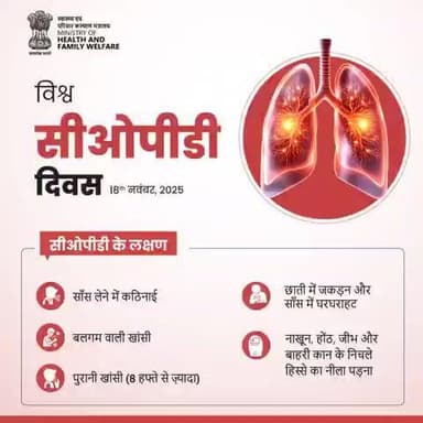 दमा एवं फेफड़ों की अन्य दीर्घकालिक बीमारियों (COPD) के लक्षणों को न करें अनदेखा। सही समय पर डॉक्टर से परामर्श लें और स्वस्थ जीवन की ओर कदम बढ़ाएं।
#WorldCOPDDay