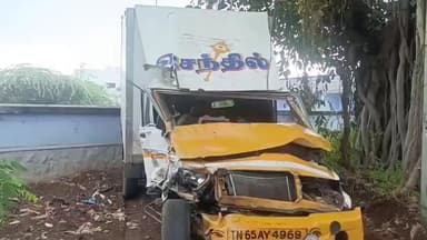 நிலக்கோட்டை: ஐயப்ப பக்தர்கள் சென்ற கார் மீது, பால் வேன் மோதி பயங்கர விபத்து. கர்நாடகாவைச் சேர்ந்த ஐயப்ப பக்தர் பலி பட்டிவீரன்பட்டி அருகே சோகம்