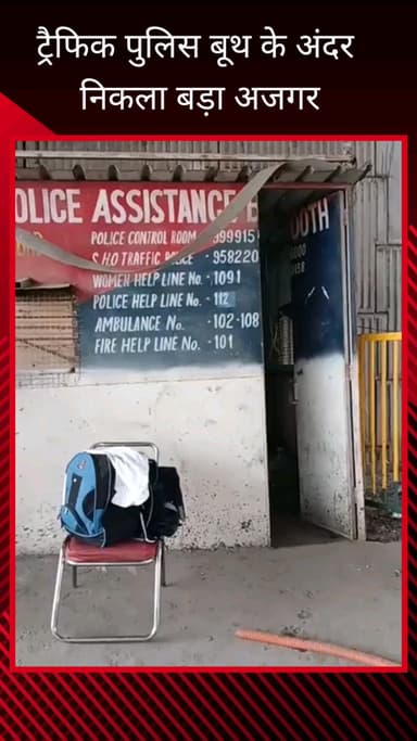 फरीदाबाद: आईएमटी चौक स्थित ट्रैफिक पुलिस बूथ के अंदर निकला अजगर