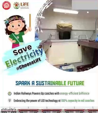LED Lights in Trains & Rail Premises: Conserving Electricity every day!
#MissionLiFE
@moefcc
@railminindia
